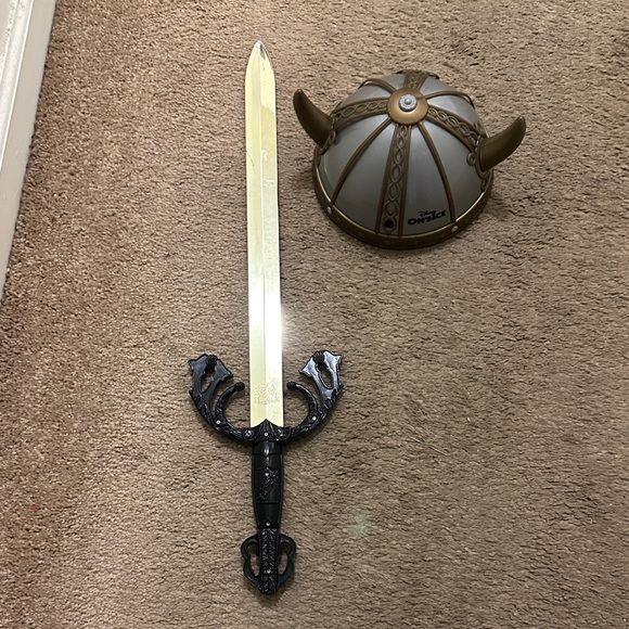 Disney Other - Toy Viking Helmet and Sword Set - Black and Gold Disney on ice